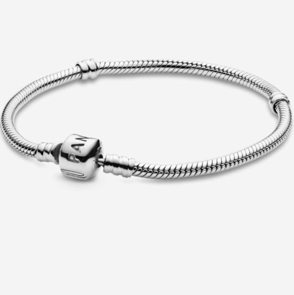 Pandora Snake chain bracelet size 7.5 IN FREE charm